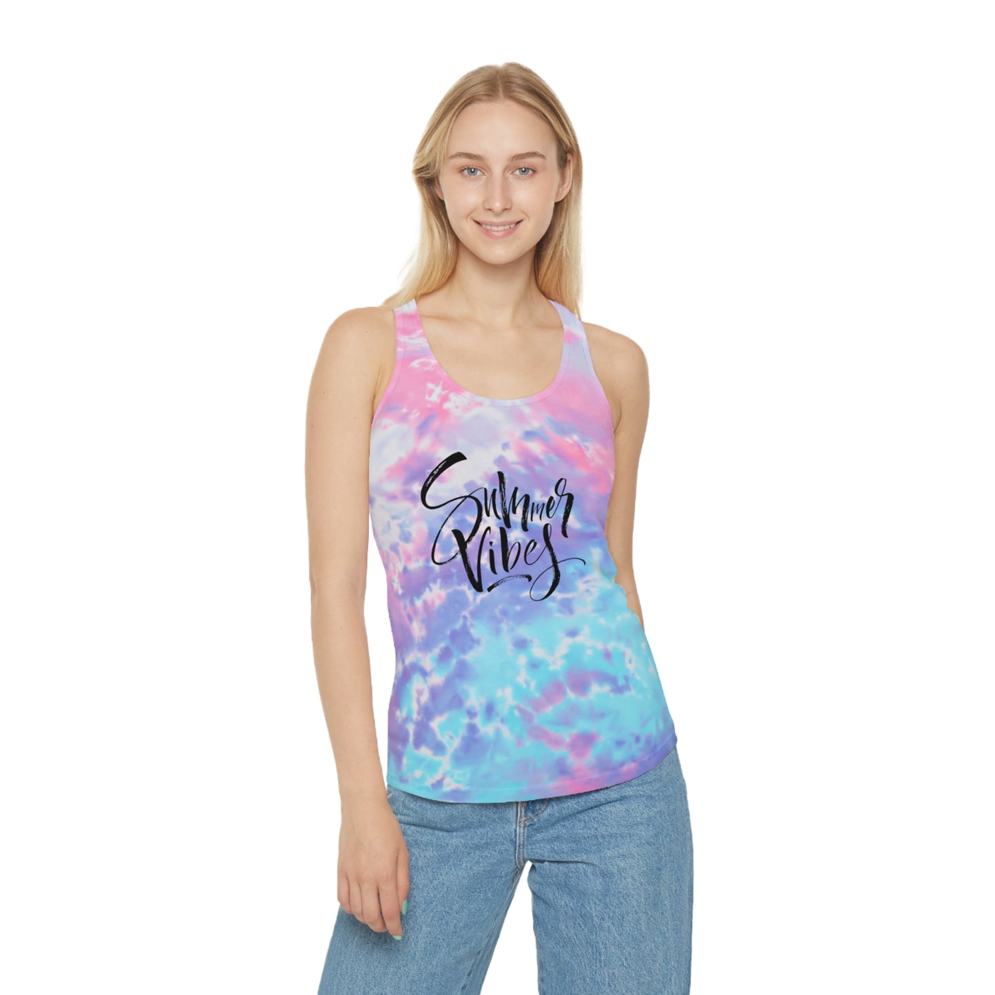 Summer vibes Tie Dye Racerback Tank Top