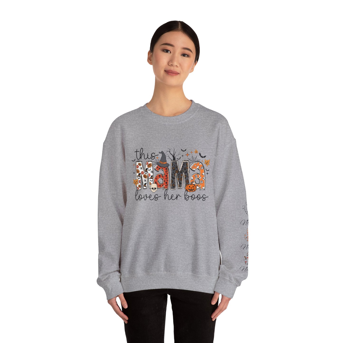 This mama loves her boos crew neck sweat shirt