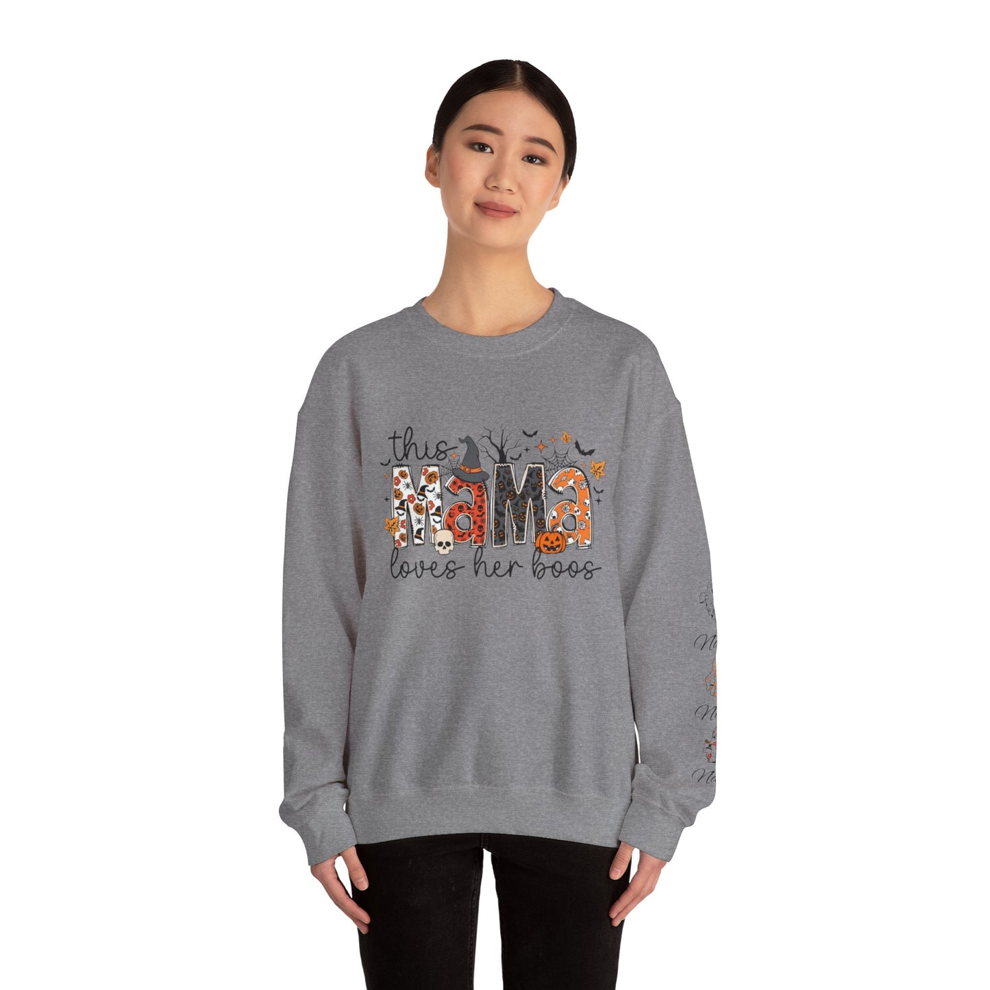 This mama loves her boos crew neck sweat shirt