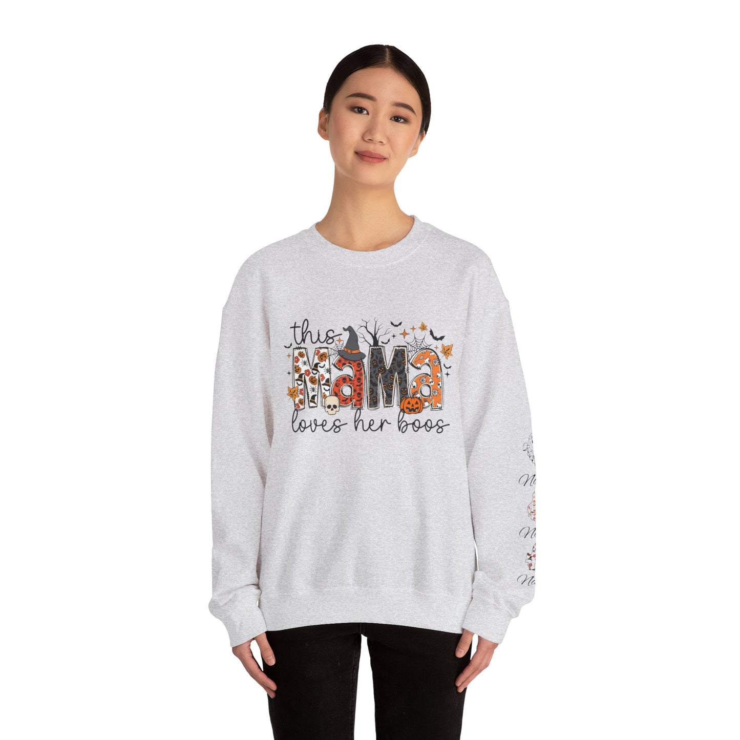 This mama loves her boos crew neck sweat shirt