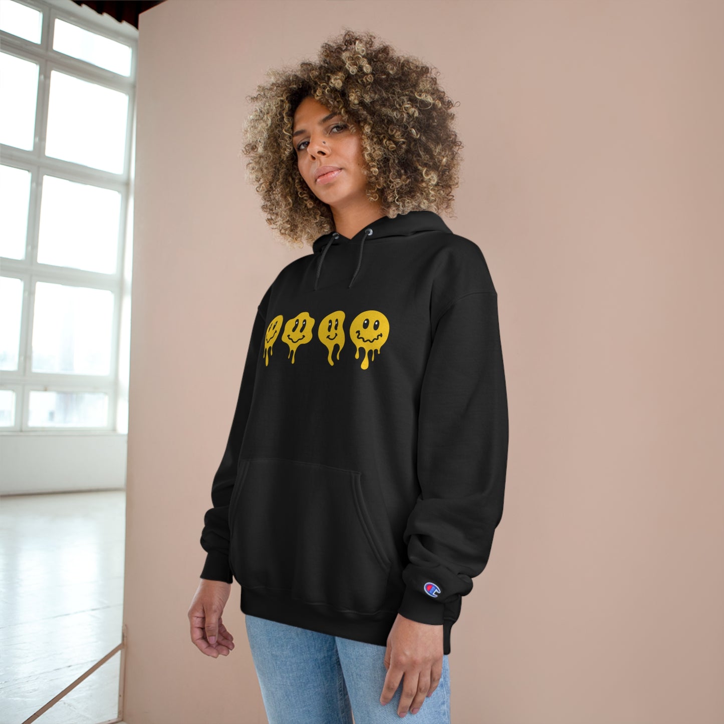 Melting smiley face Champion Hoodie
