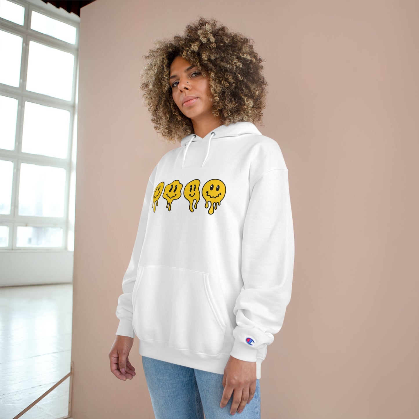 Melting smiley face Champion Hoodie