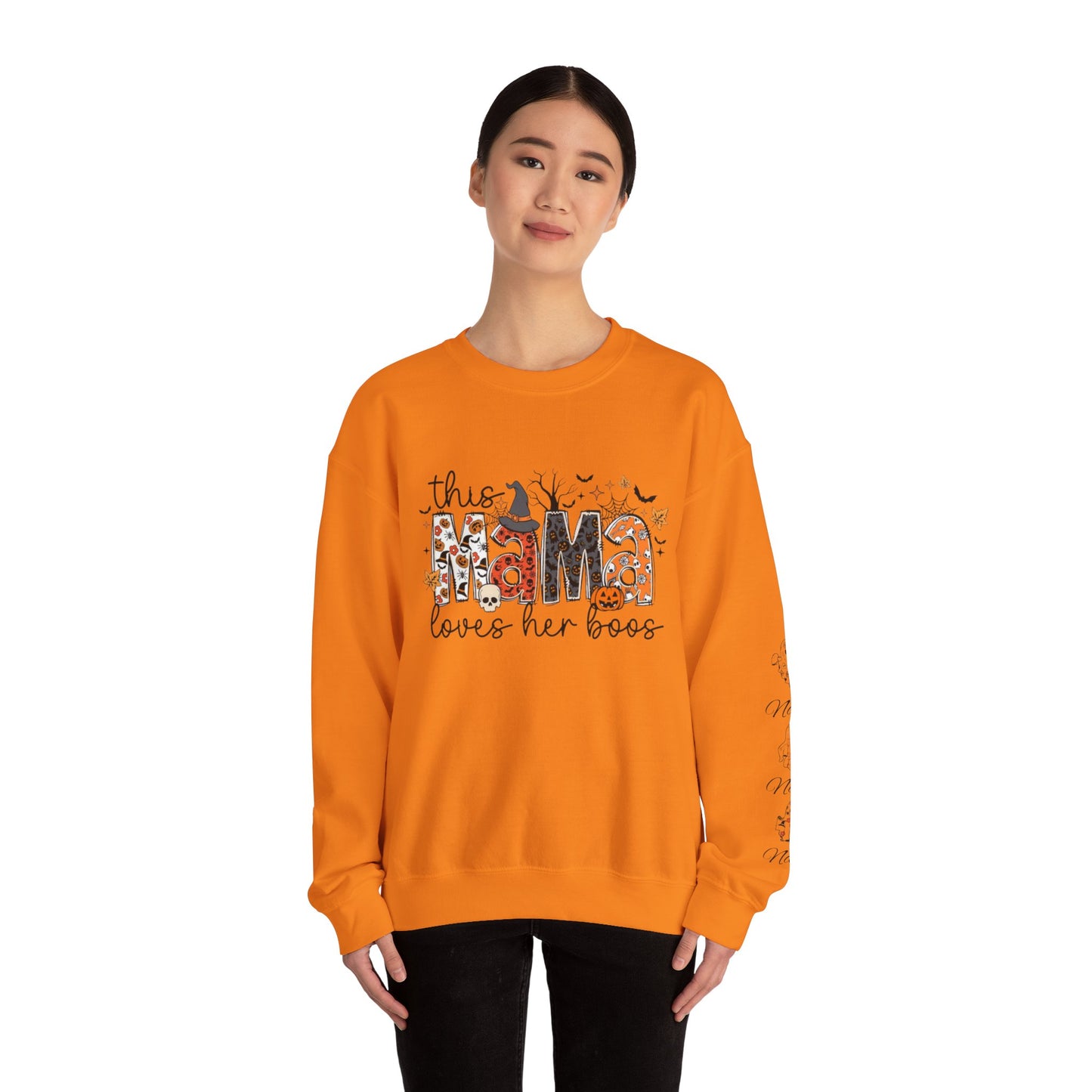 This mama loves her boos crew neck sweat shirt