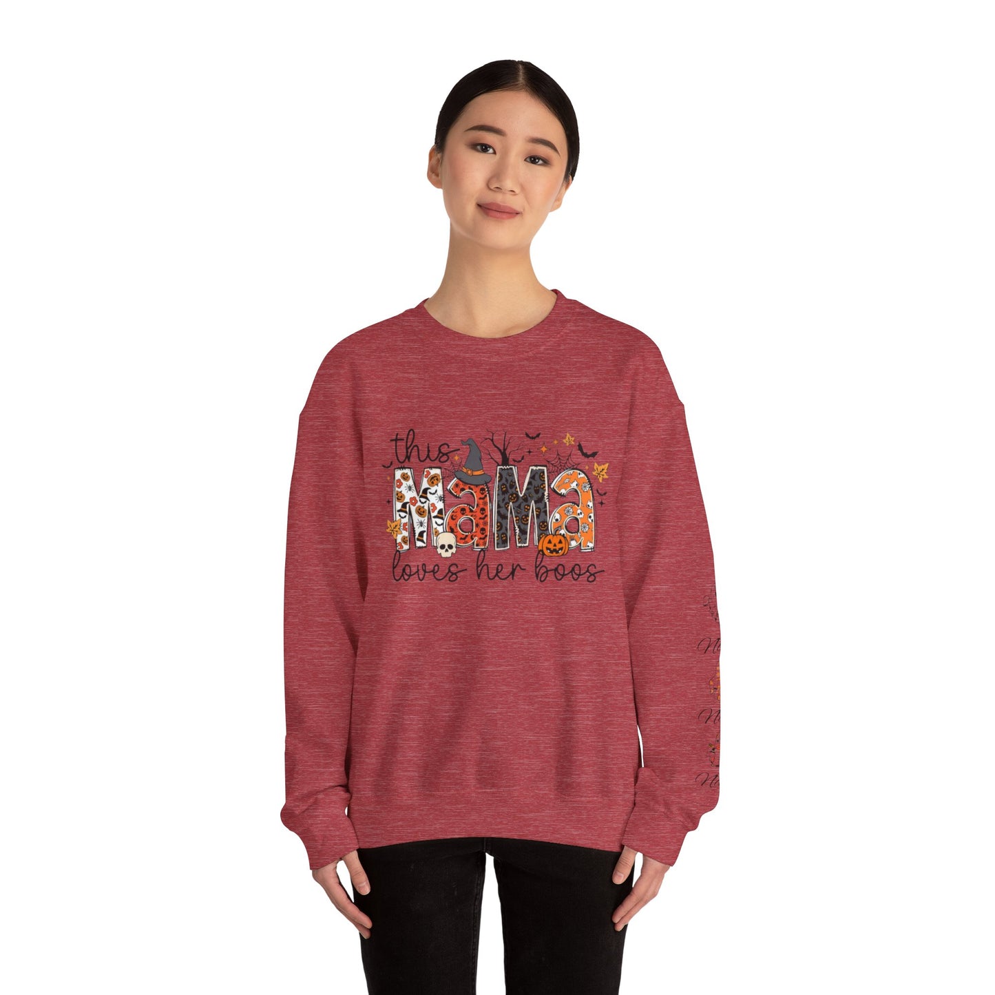 This mama loves her boos crew neck sweat shirt
