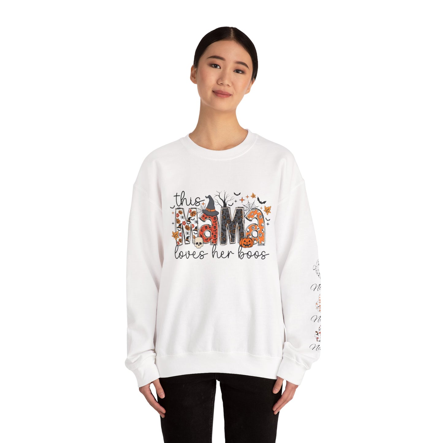 This mama loves her boos crew neck sweat shirt