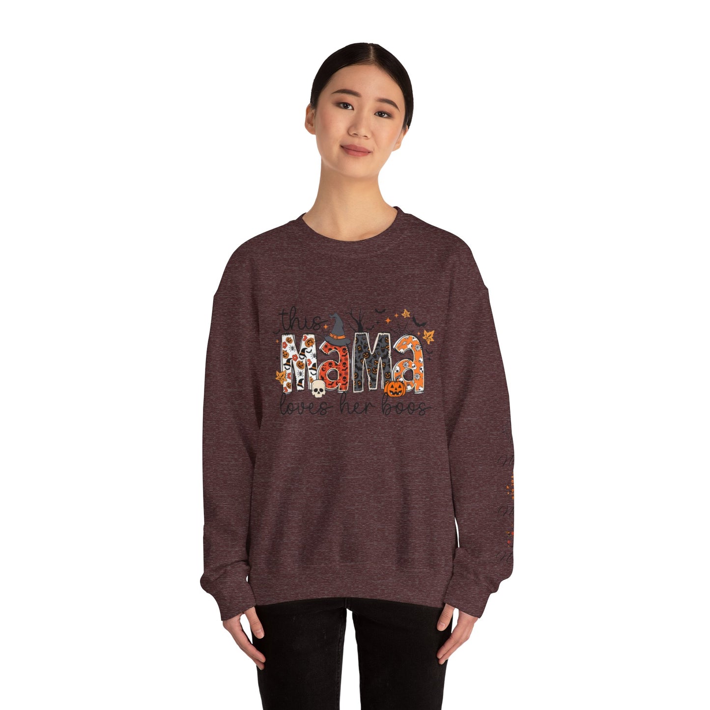 This mama loves her boos crew neck sweat shirt