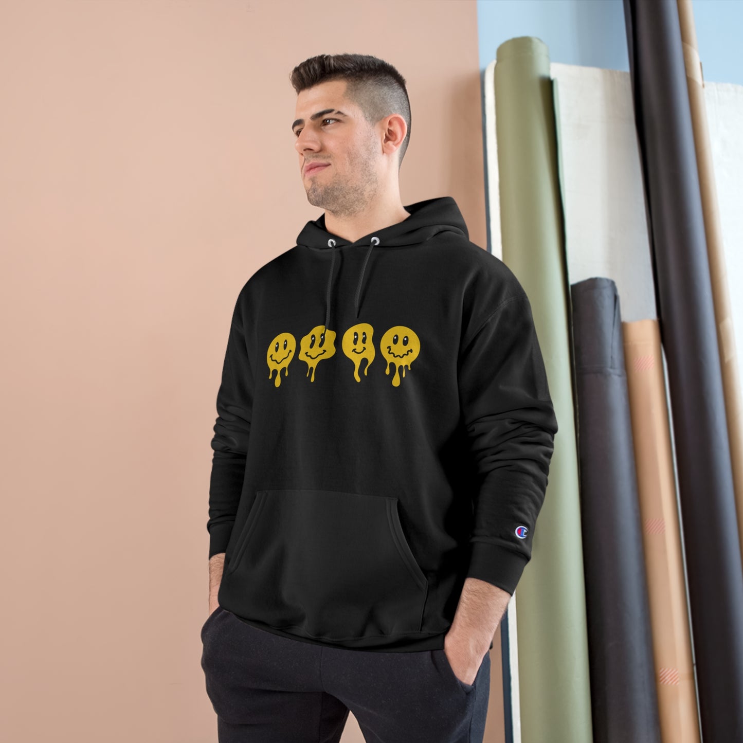 Melting smiley face Champion Hoodie