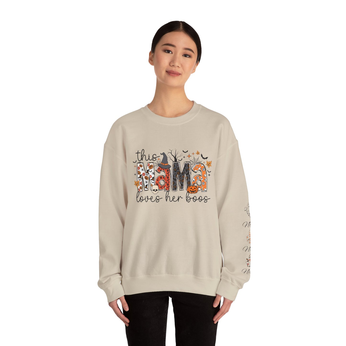 This mama loves her boos crew neck sweat shirt
