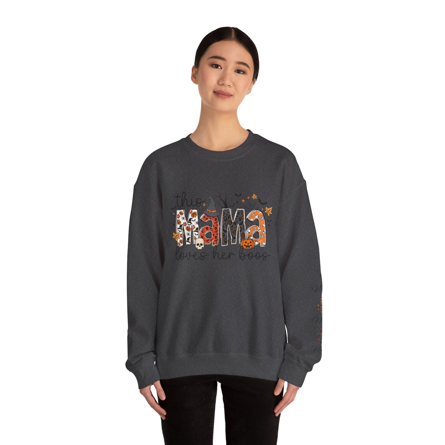This mama loves her boos crew neck sweat shirt